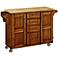 Coolidge 2-Door Natural Wood Top Warm Oak Kitchen Cart