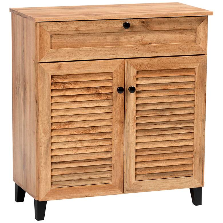 Image 2 Coolidge 30 1/2 inchW Oak Brown 1-Drawer Shoe Storage Cabinet