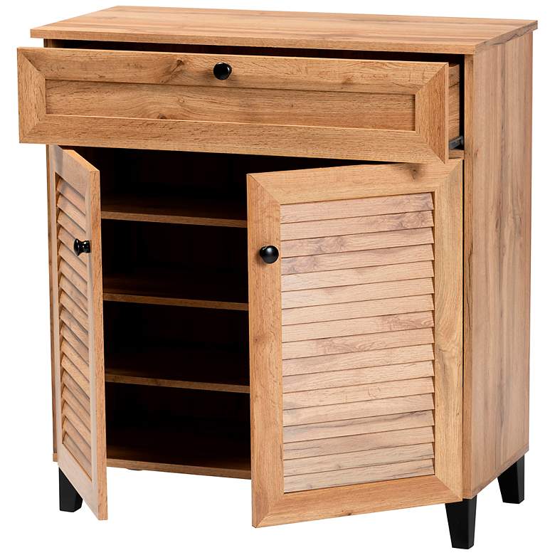 Image 6 Coolidge 30 1/2"W Oak Brown 1-Drawer Shoe Storage Cabinet more views