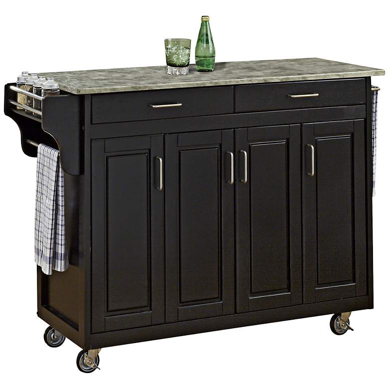 Image 1 Coolidge 4-Door Concrete Top Black Kitchen Cart