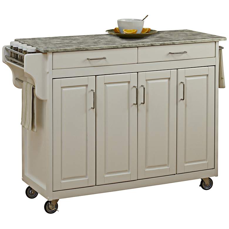 Image 1 Coolidge 4-Door Concrete Top White Kitchen Cart