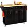Coolidge 4-Door Natural Wood Top Black Kitchen Cart