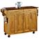 Coolidge 4-Door Oak Top Natural Wood Kitchen Cart