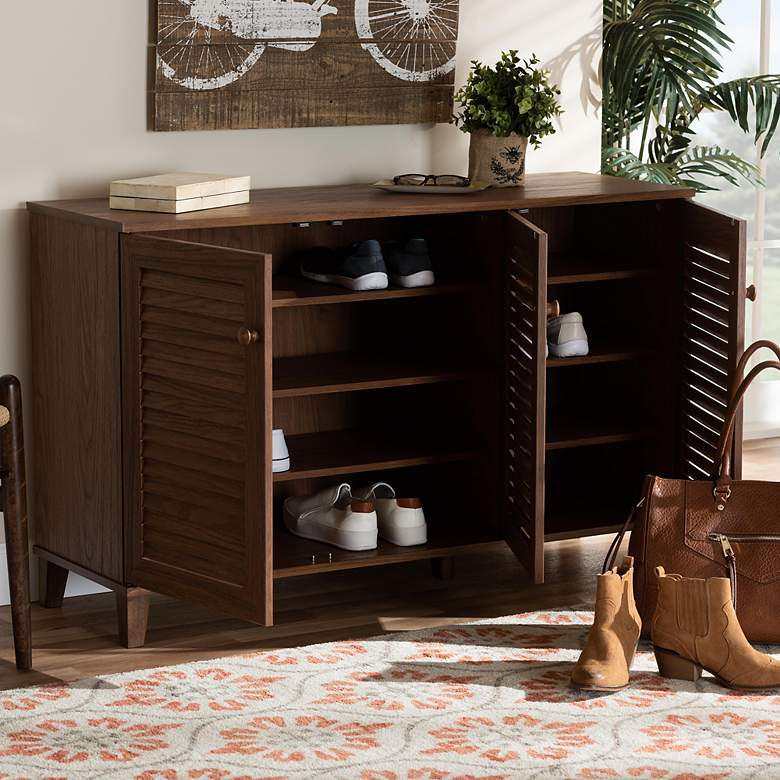 Image 1 Coolidge 44 1/2"W Walnut Brown 8-Shelf Shoe Storage Cabinet
