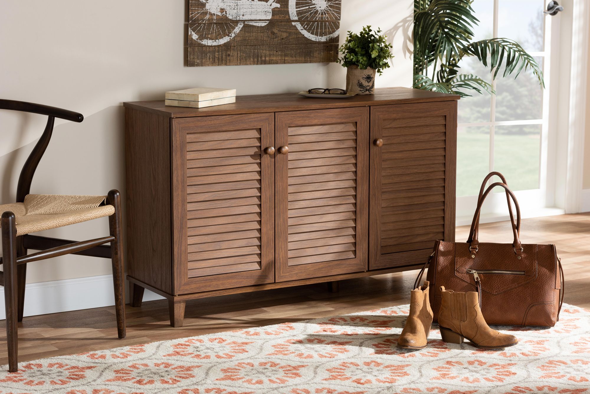 Coolidge 44 1/2"W Walnut Brown 8-Shelf Shoe Storage Cabinet