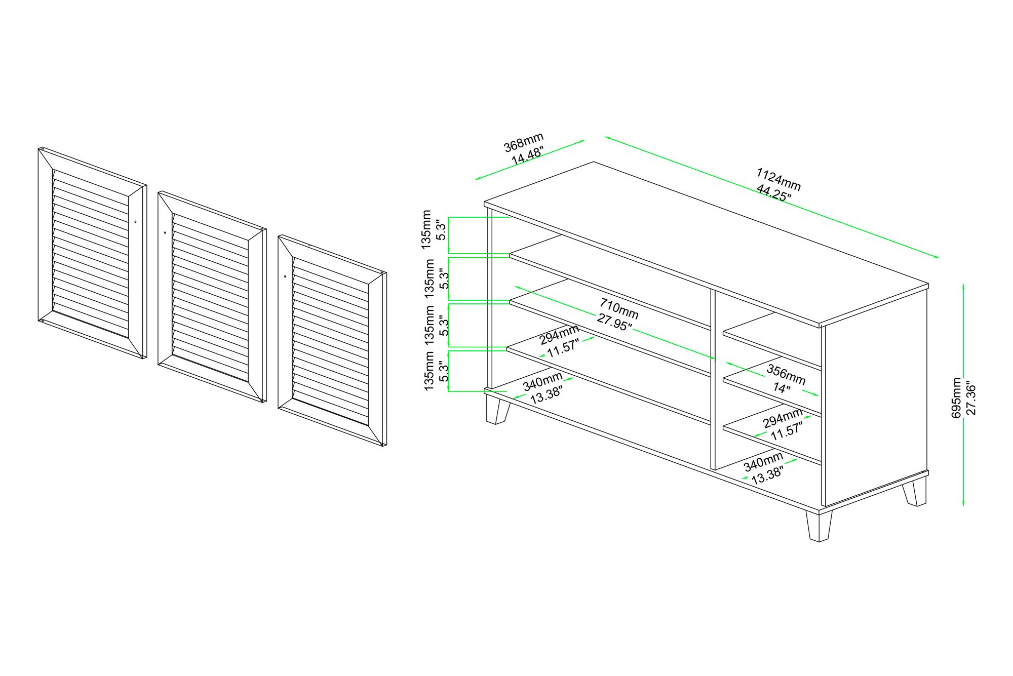 Coolidge 44 1/4" Wide Oak Brown 3 -Door Shoe Storage Cabinet