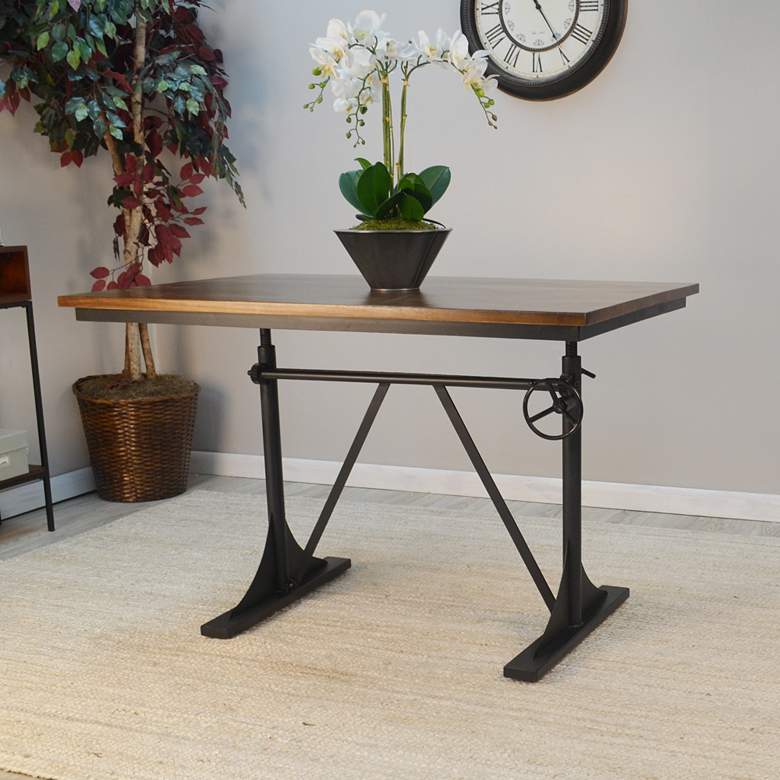 Image 1 Cooper 48" Wide Elm Wood and Black Height Adjustable Height Table Desk