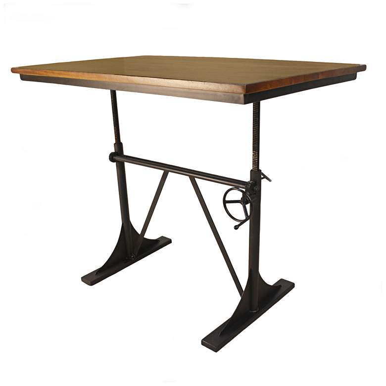 Image 3 Cooper 48 inch Wide Elm Wood and Black Height Adjustable Height Table Desk more views