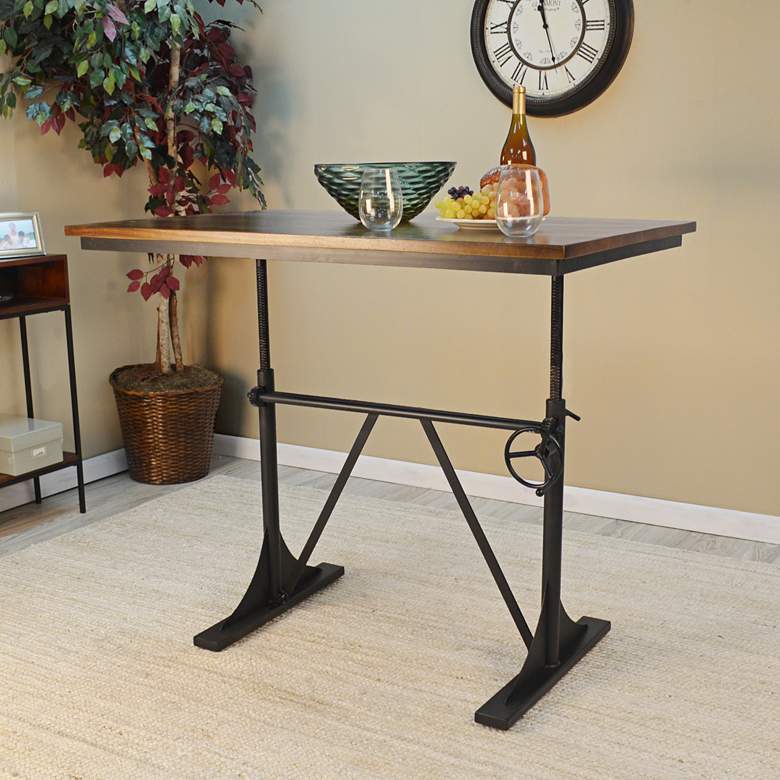 Image 6 Cooper 48" Wide Elm Wood and Black Height Adjustable Height Table Desk more views