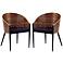 Cooper Black Vinyl and Walnut Wood Dining Chair Set of 2