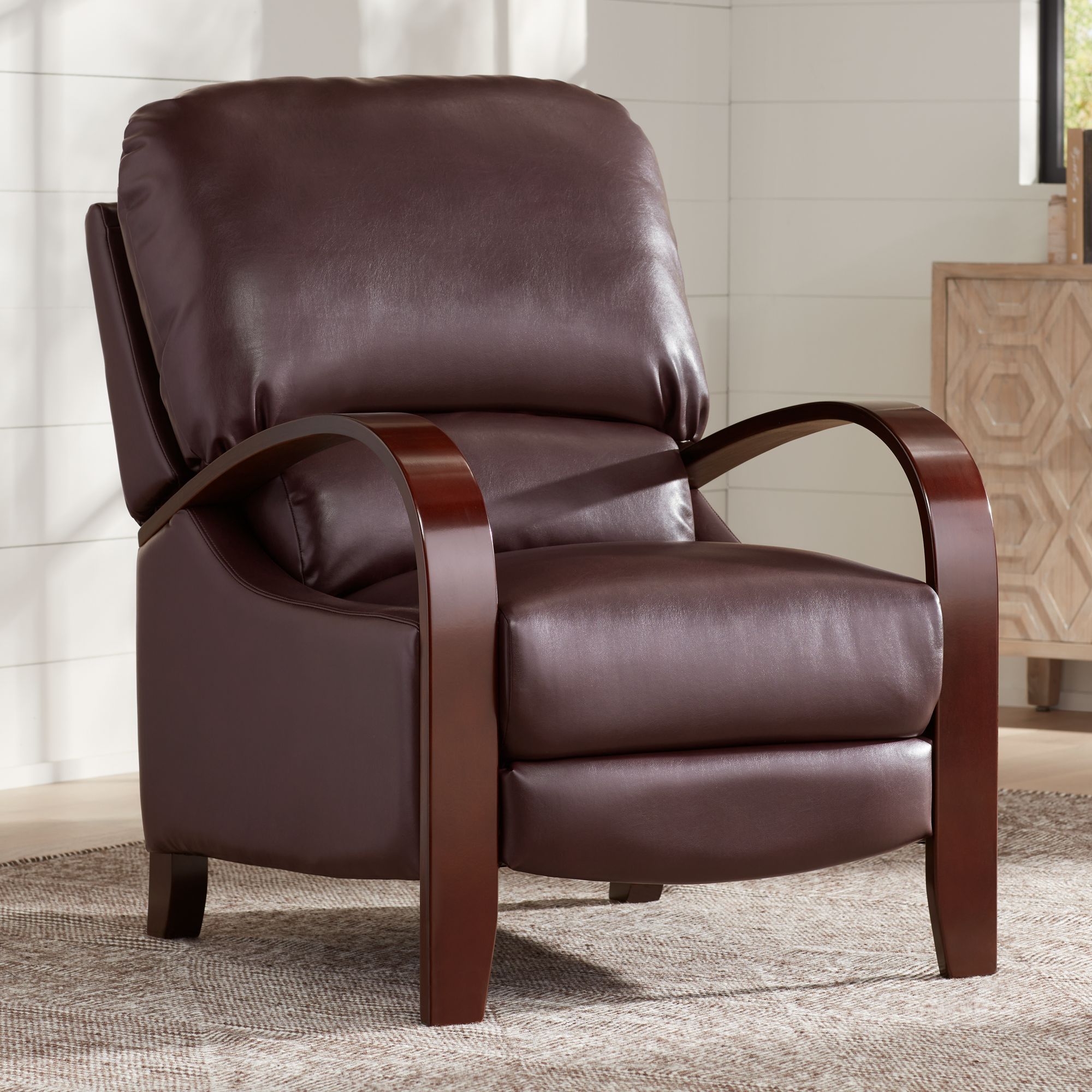 Maroon on sale leather recliner