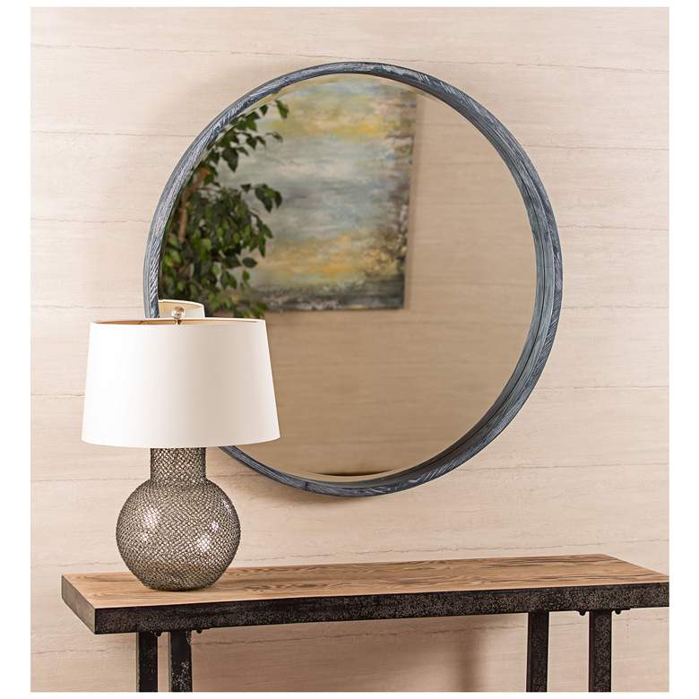 Image 1 Cooper Classics 34" Parson Gray Contemporary Round Wall Mirror