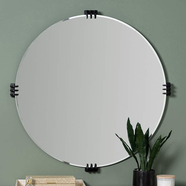 Image 1 Cooper Classics Aubrey Black 35 1/2 inch Round Wall Mirror