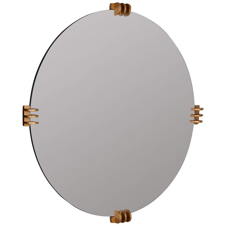 Image 5 Cooper Classics Aubrey Gold 35 1/2 inch Round Wall Mirror more views
