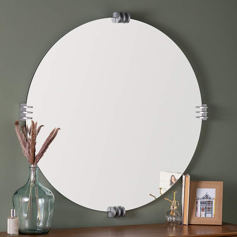 Image 1 Cooper Classics Aubrey Silver 35 1/2 inch Round Wall Mirror