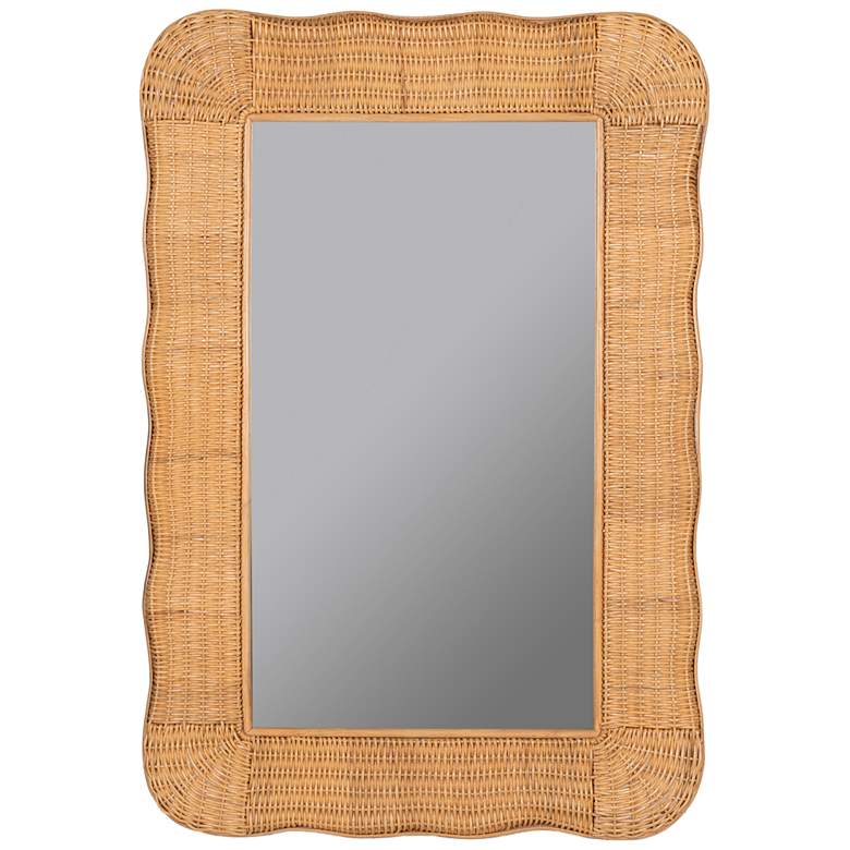 Image 1 Cooper Classics Auden 36" High Light Honey Coastal Rattan Wall Mirror