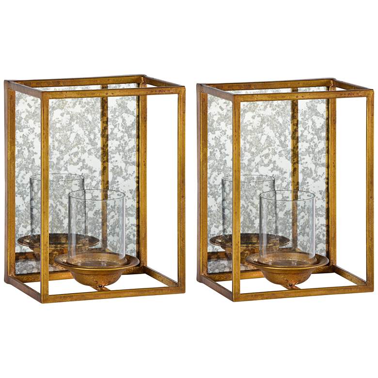 Image 1 Cooper Classics Avery 2-Piece Gold Leaf Candle Holders