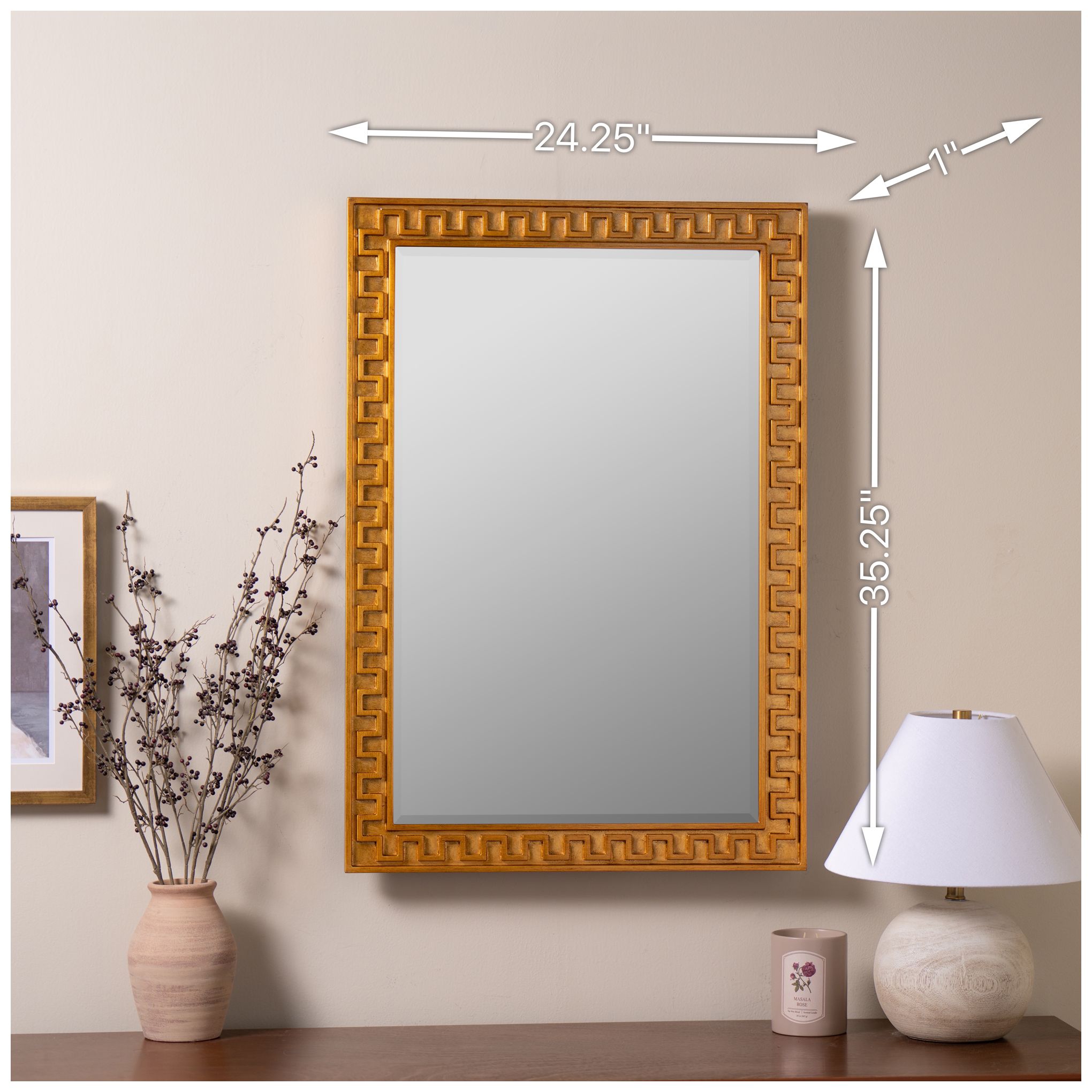 Cooper Classics Brook 36" High Antique Gold Serpentine Wall Mirror