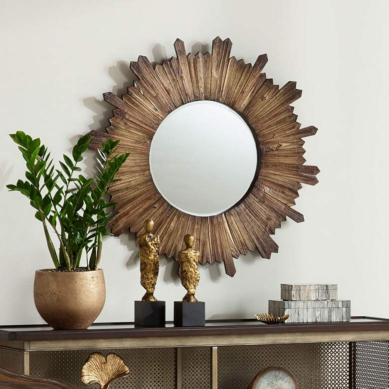 Image 1 Cooper Classics Catherine Wood 36 inch Round Wall Mirror