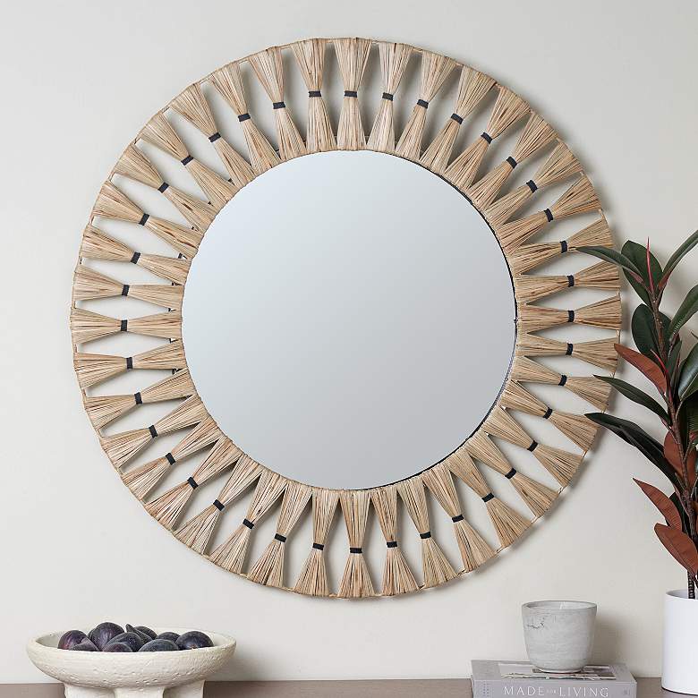 Image 1 Cooper Classics Charleigh Natural 34" Round Wall Mirror