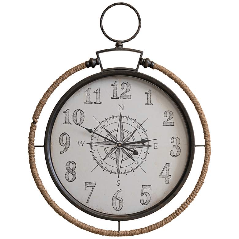 Image 1 Cooper Classics Compass Black 30 3/4 inch High Wall Clock