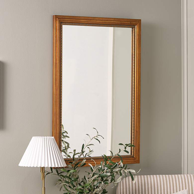 Image 1 Cooper Classics Corinne 38" High Gold Finish Wood Wall Mirror