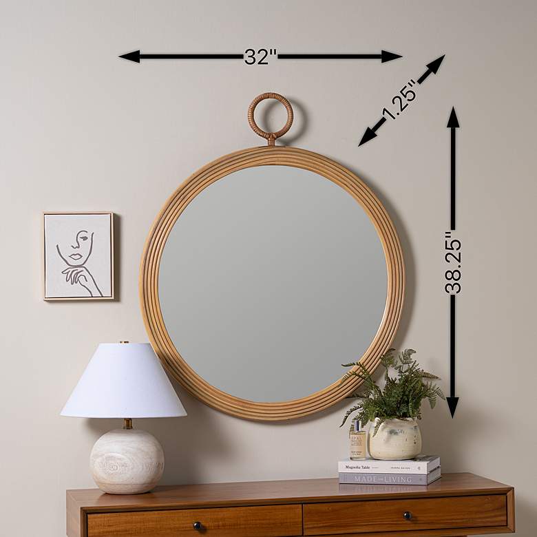 Image 7 Cooper Classics Deena Natural 32" Round Wall Mirror more views