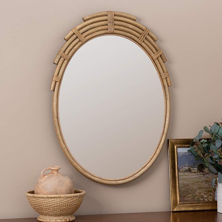 Image 1 Cooper Classics Derrick Natural 24 inch x 33 inch Oval Wall Mirror