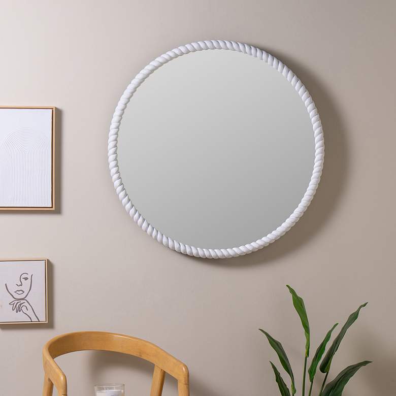 Image 7 Cooper Classics Eva Matte White 34" Round Wall Mirror more views
