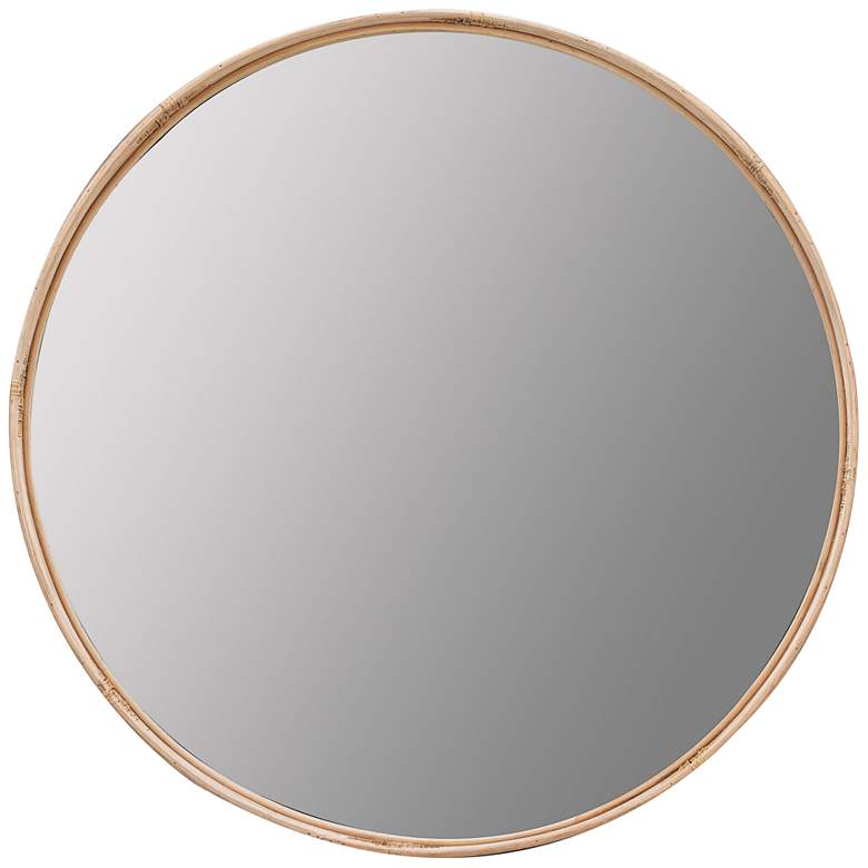 Image 2 Cooper Classics Evan Natural Wood 34 3/4 inch Round Wall Mirror