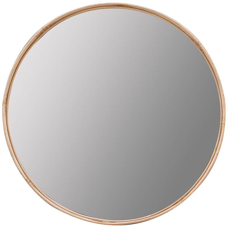 Image 2 Cooper Classics Evan Natural Wood 34 3/4" Round Wall Mirror