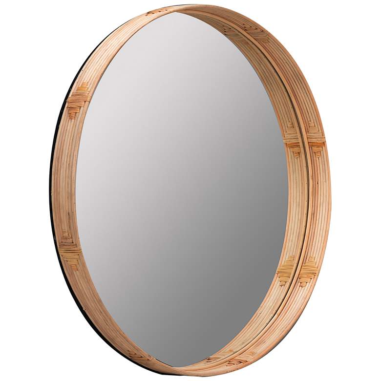 Image 4 Cooper Classics Evan Natural Wood 34 3/4 inch Round Wall Mirror more views