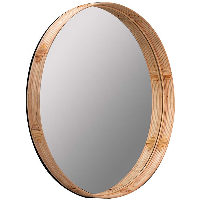 Image 4 Cooper Classics Evan Natural Wood 34 3/4" Round Wall Mirror more views