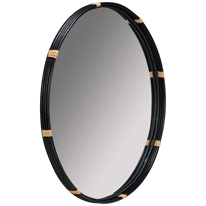Image 4 Cooper Classics Evan Shiny Black Wood 34" Round Wall Mirror more views