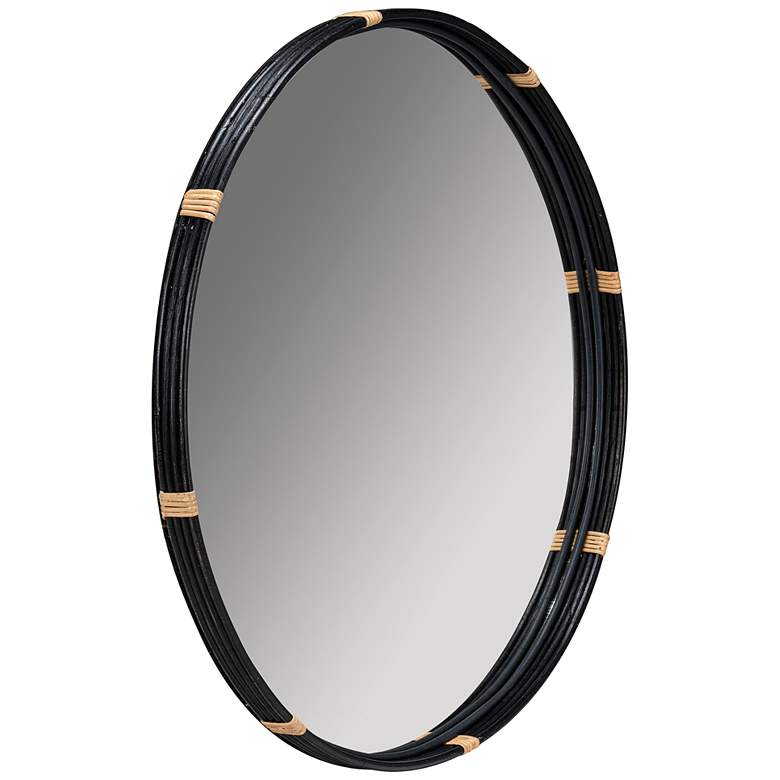 Image 4 Cooper Classics Evan Shiny Black Wood 34 inch Round Wall Mirror more views