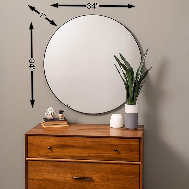 Image 5 Cooper Classics Franco Matte Black 34" Round Wall Mirror more views