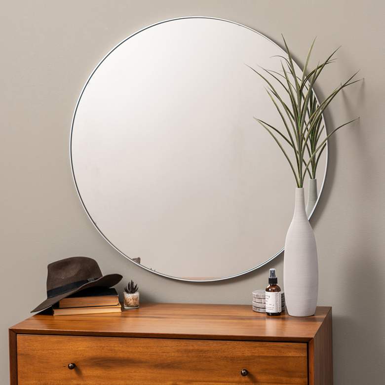 Image 1 Cooper Classics Franco Silver Metal 34 inch Round Wall Mirror