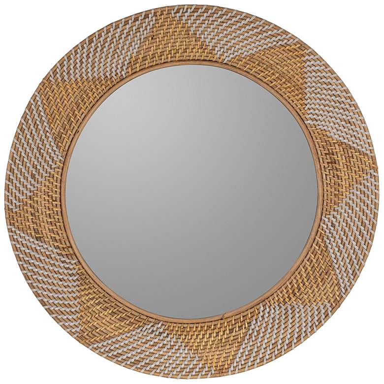 Image 1 Cooper Classics George Natural Wood 31 inch Round Wall Mirror