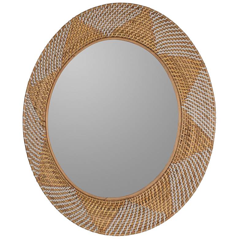 Image 4 Cooper Classics George Natural Wood 31 inch Round Wall Mirror more views