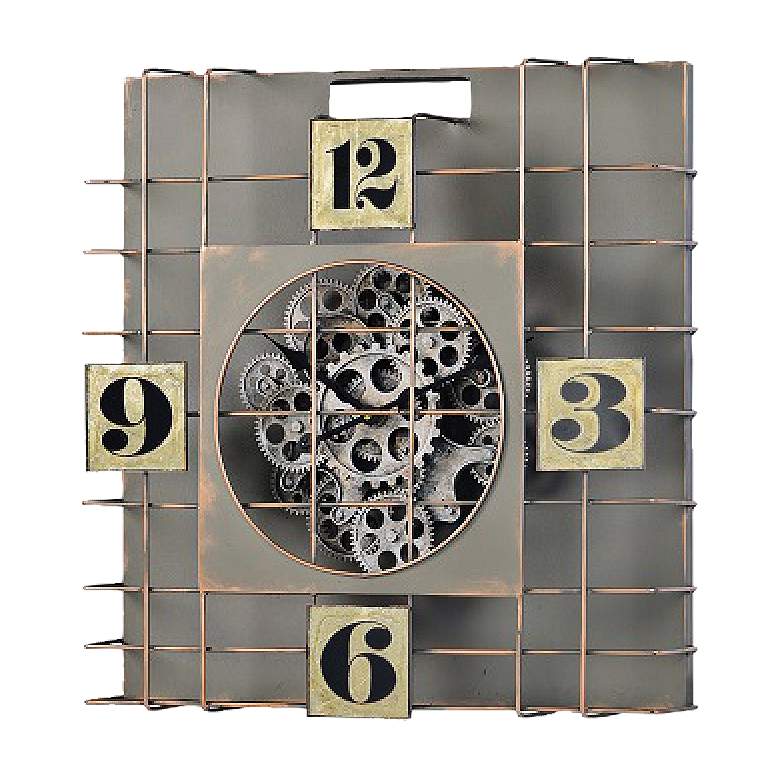 Image 1 Cooper Classics Gibson 20 1/2 inch Square Gear Wall Clock