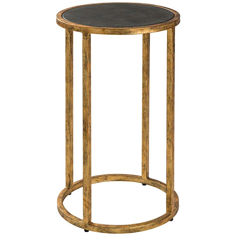 Image 1 Cooper Classics Glendale Gold Leaf Leather Top Side Table