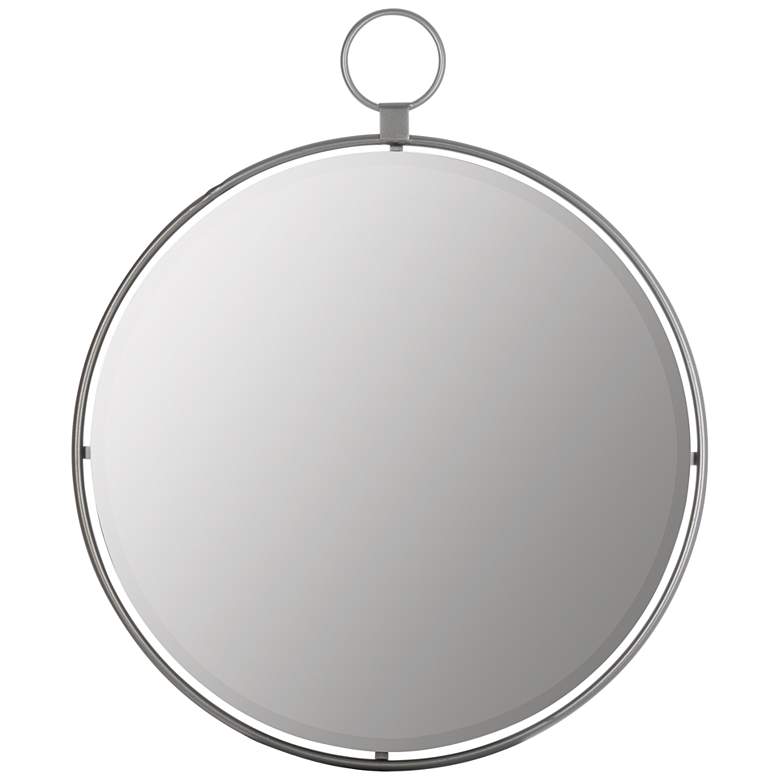 Image 2 Cooper Classics Griffin Shiny Gray 25 1/2" Round Wall Mirror