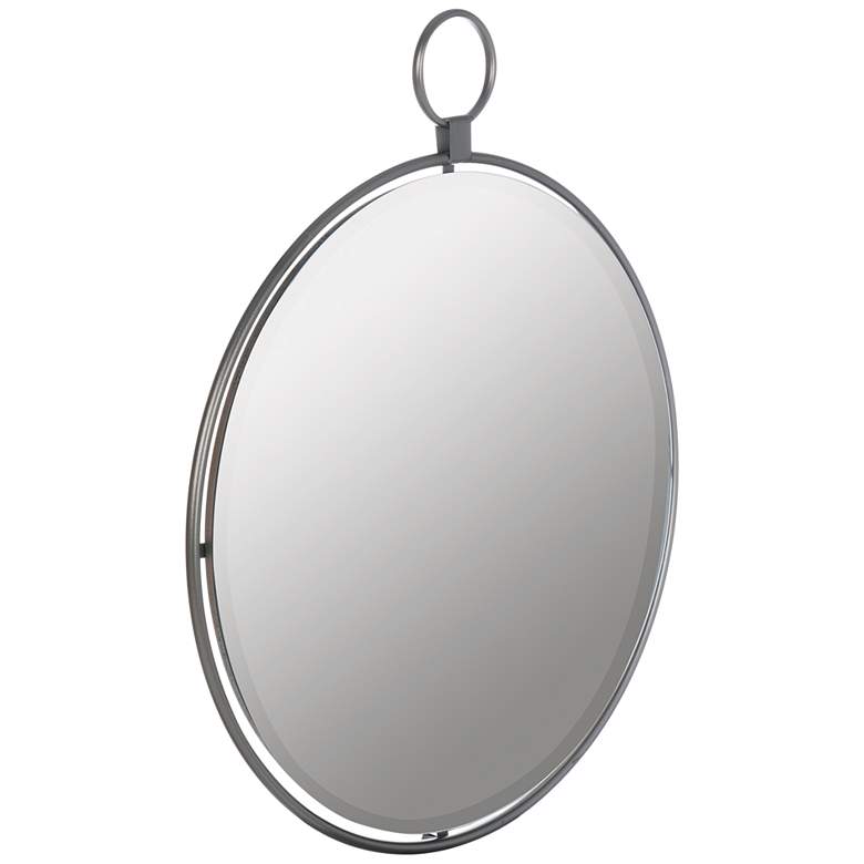 Image 3 Cooper Classics Griffin Shiny Gray 25 1/2 inch Round Wall Mirror more views