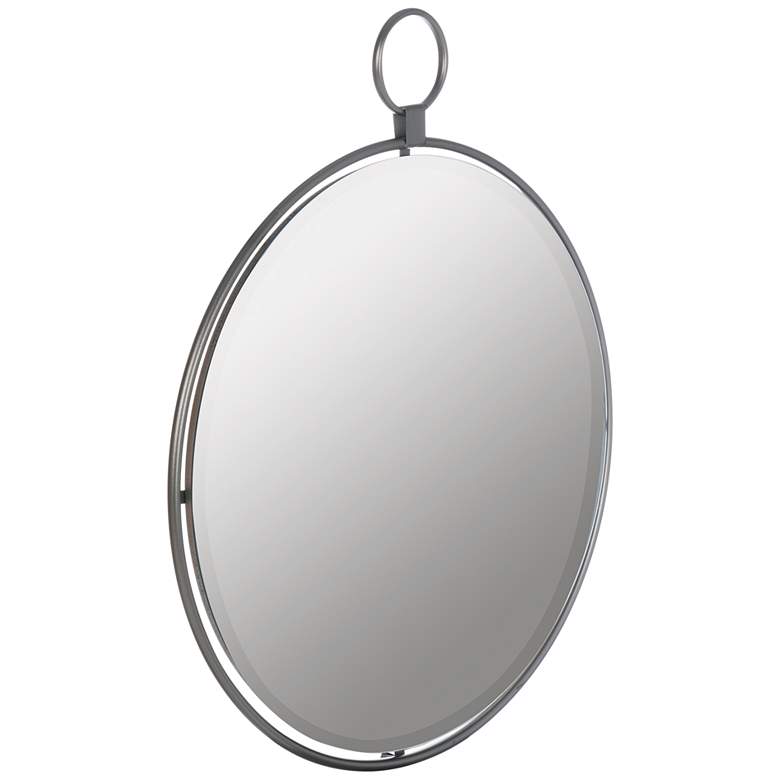 Image 3 Cooper Classics Griffin Shiny Gray 25 1/2" Round Wall Mirror more views
