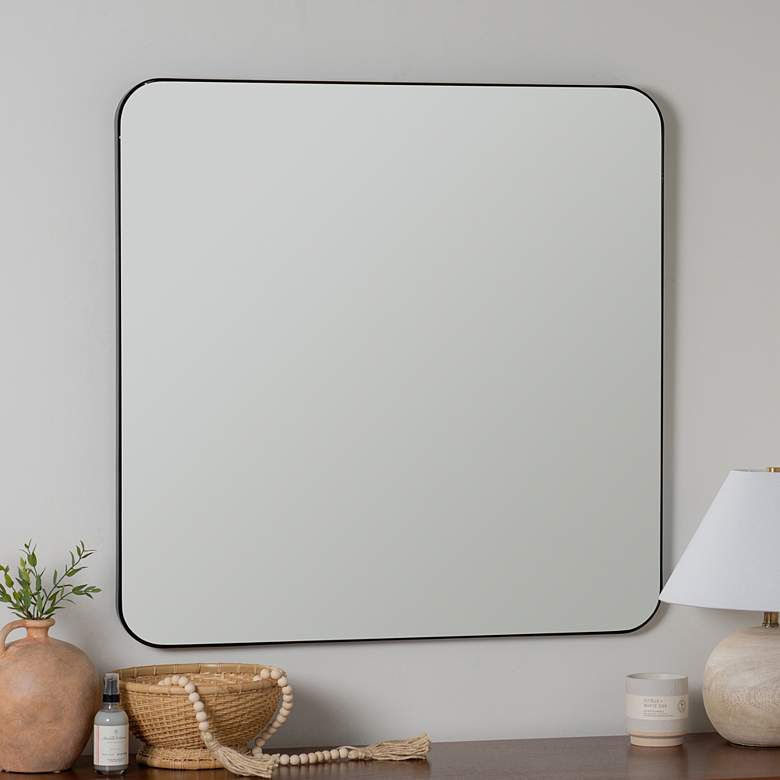 Image 1 Cooper Classics Hailey 33 3/4" x 34" Matte Black Square Mirror