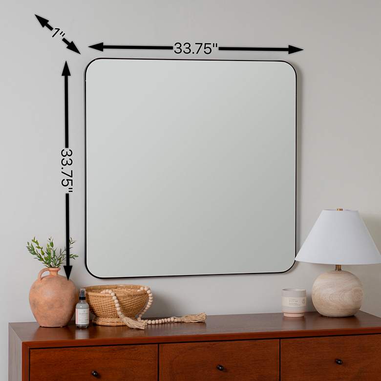 Image 5 Cooper Classics Hailey 33 3/4" x 34" Matte Black Square Mirror more views