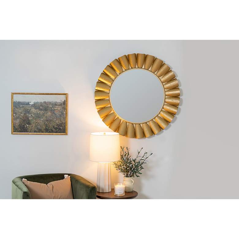 Image 4 Cooper Classics Harlow Metallic Gold 36" Round Wall Mirror more views
