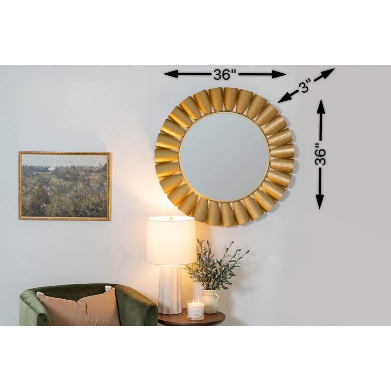 Image 7 Cooper Classics Harlow Metallic Gold 36" Round Wall Mirror more views