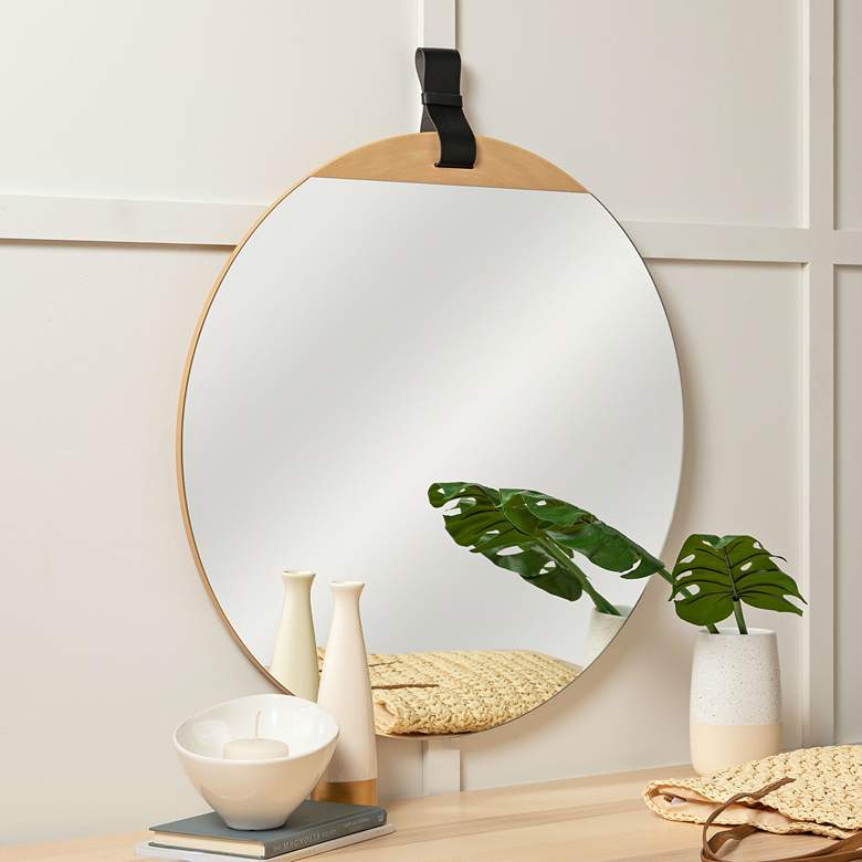 Image 1 Cooper Classics Heppner Natural Wood 30" Round Wall Mirror