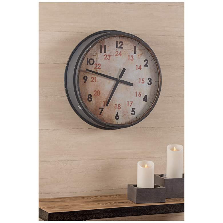 Image 1 Cooper Classics Industrial Aged Gray 22 inch Round Wall Clock